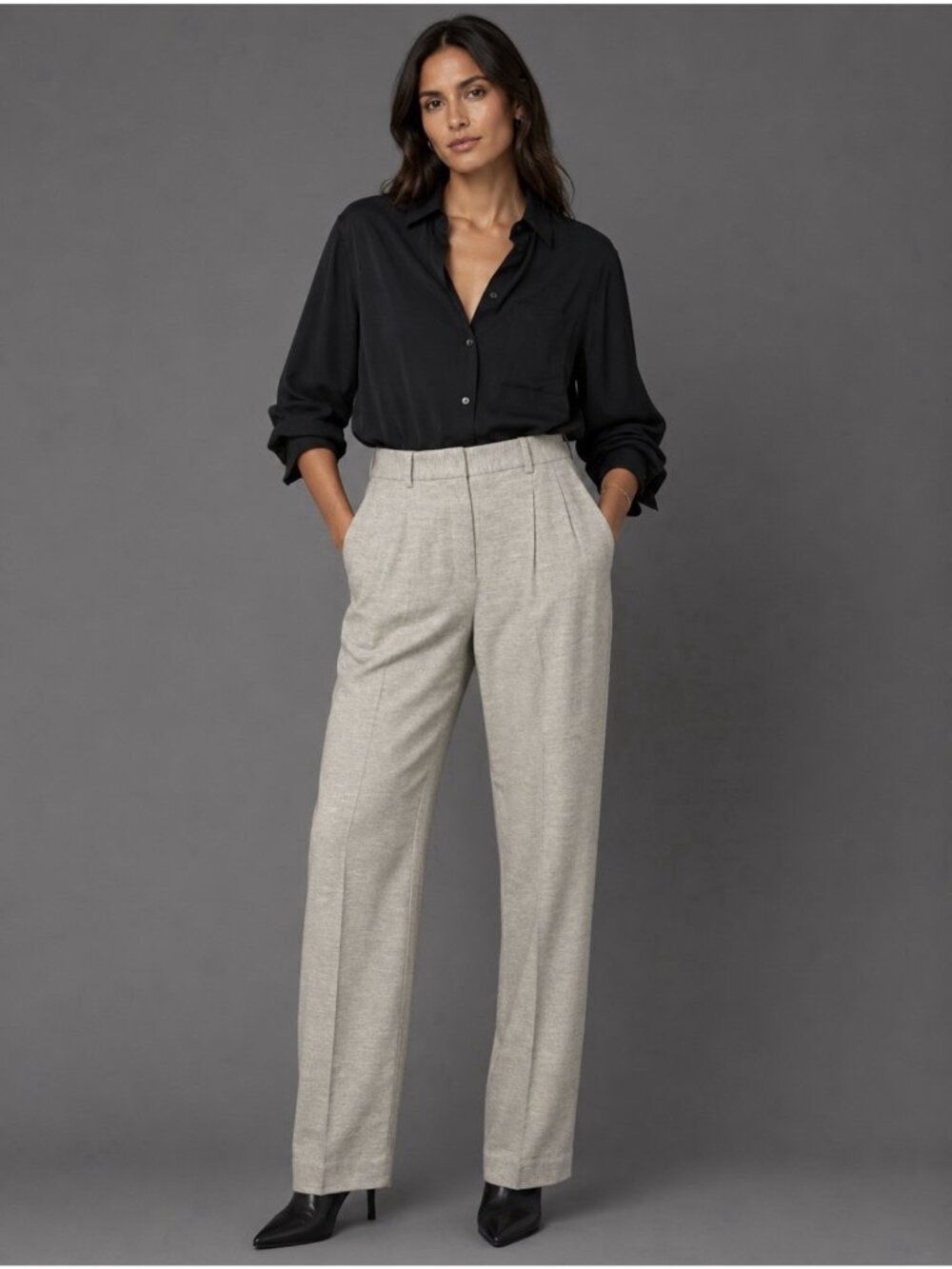 RAG & BONE Womens Size 4 Light Gray High Waist Pleated Wool Dress Pants